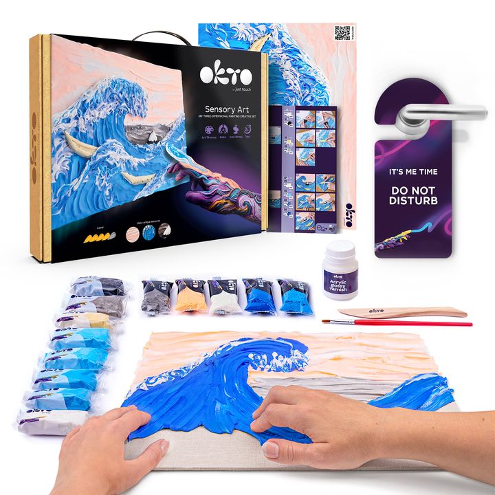 OKTO Sensory Art 3D-hobbyset Golven bij Kanagawa, 30 × 40 cm – afbeelding 2