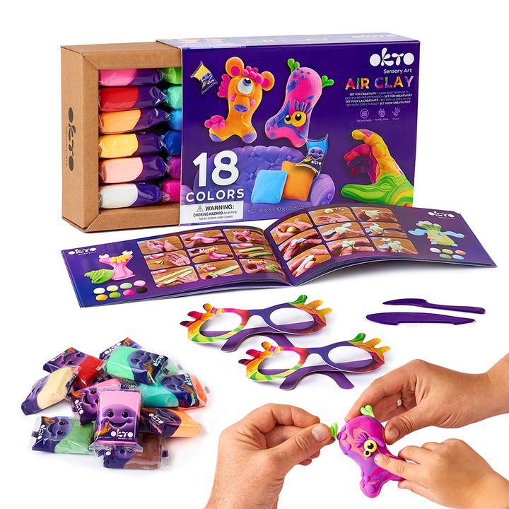 OKTO Air Clay luchtdrogende kleiset, 18 kleuren × 10 g – afbeelding 3