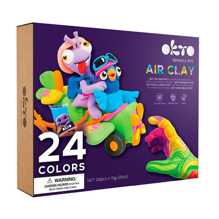 OKTO Air Clay luchtdrogende kleiset, 24 kleuren × 10 g