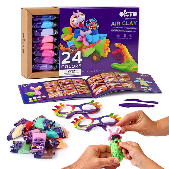 OKTO Air Clay luchtdrogende kleiset, 24 kleuren × 10 g – afbeelding 3
