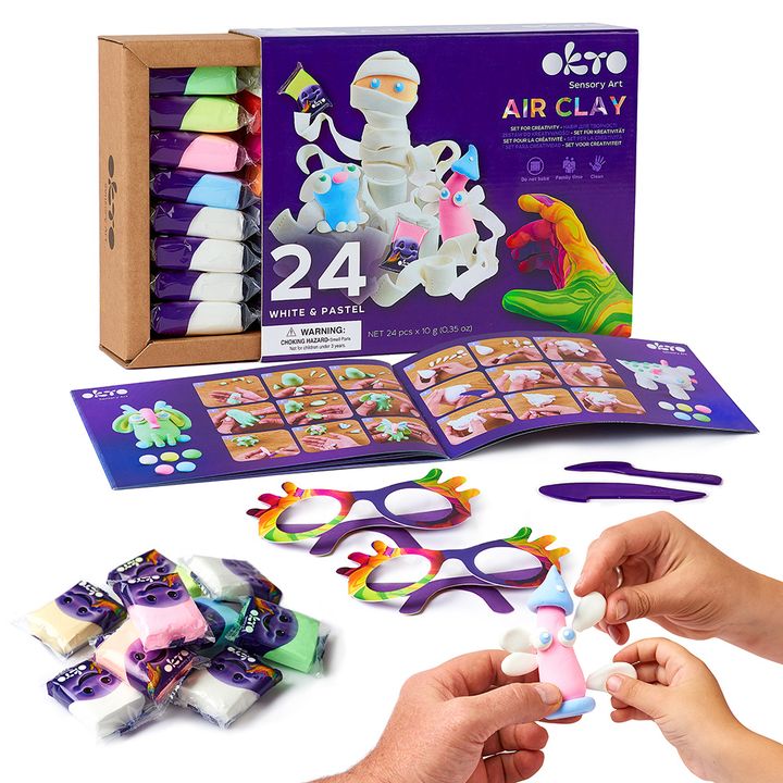 OKTO Air Clay luchtdrogende kleiset, 24 pastelkleuren × 10 g – afbeelding 3