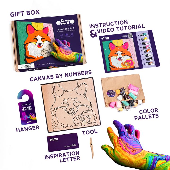 OKTO Sensory Art Air Clay-set Vos, 30 × 30 cm – afbeelding 3