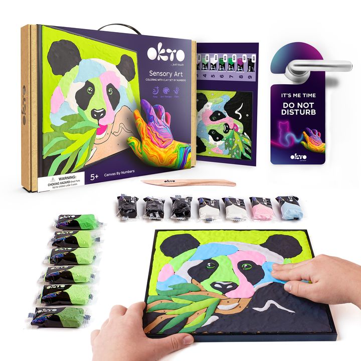 OKTO Sensory Art Air Clay-set Panda, 30 × 30 cm – afbeelding 2