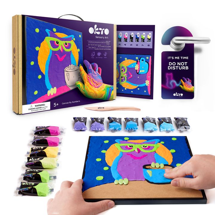 OKTO Sensory Art schilderen op nummer met Air Clay, uil – afbeelding 2