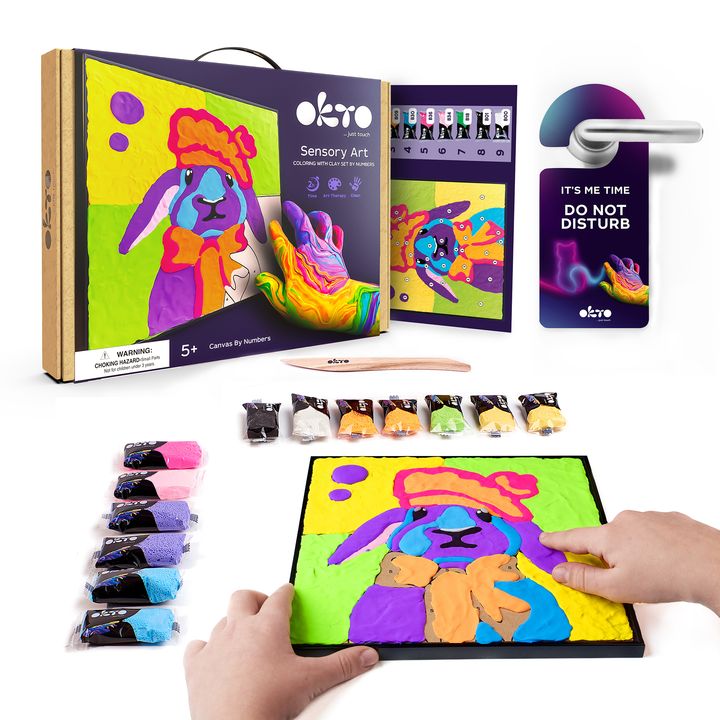 OKTO Sensory Art schilderen op nummer met Air Clay, haas – afbeelding 2