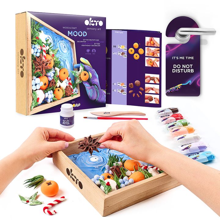 OKTO Modeling Clay Set in Wooden Frame, 21 x 21 cm, Joy — image 1