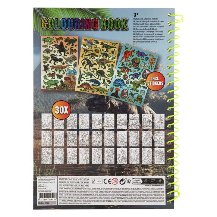 Nassau kleurboek Dino A4 met stickers en 5 kleurpotloden – afbeelding 2