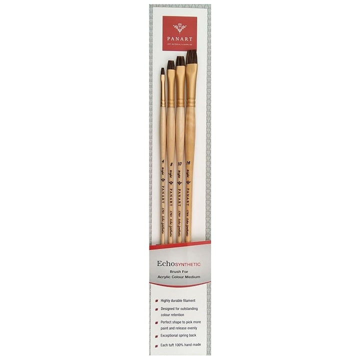 PanArt Bright ES-02 penselenset, 4 platte penselen