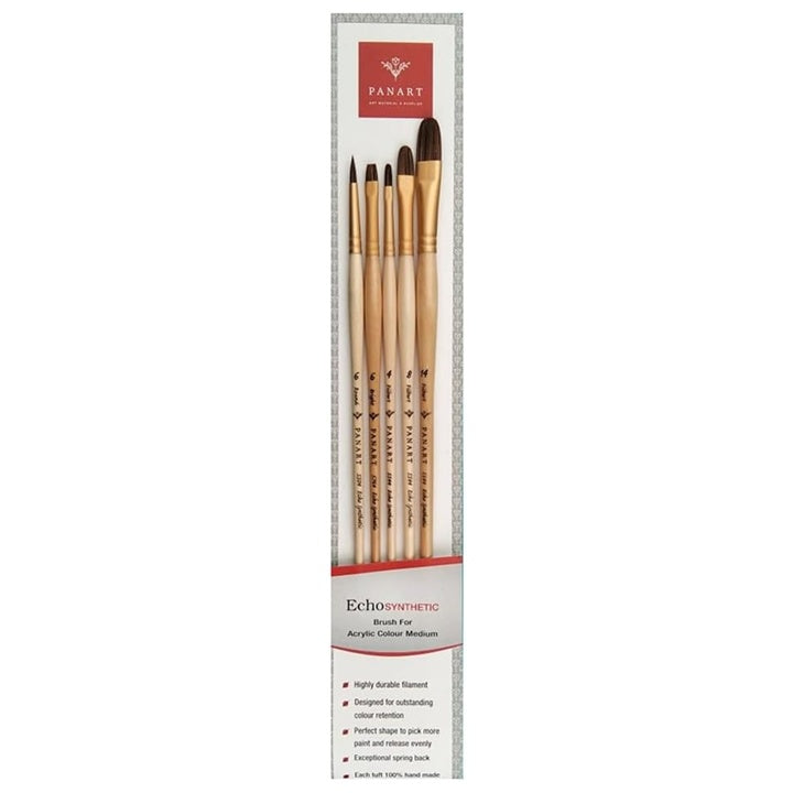 PanArt ES-04 penselenset, rond, plat en kattentong, 5 stuks