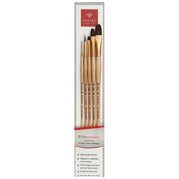 PanArt ES-05 penselenset, rond, plat en kattentong, 5 stuks