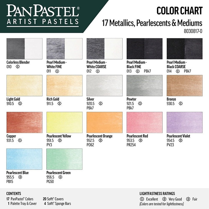 Golden PanPastel set metallic en parelmoer met mediums, 17 napjes – afbeelding 2