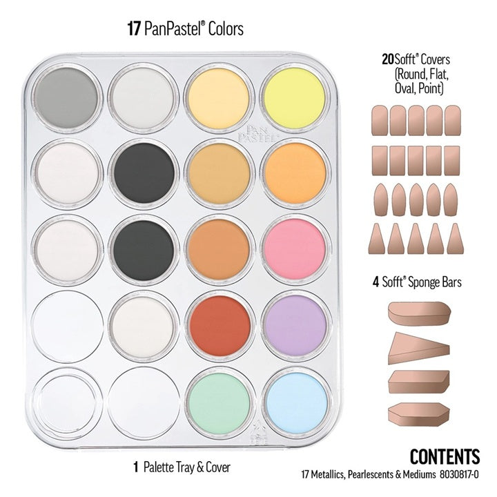 Golden PanPastel set metallic en parelmoer met mediums, 17 napjes – afbeelding 3