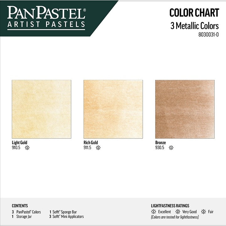 Golden PanPastel metallic softpastels, set van 3 – afbeelding 2