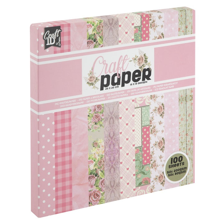 Nassau scrapbookpapier 20 × 20 cm roze tinten – 100 vel