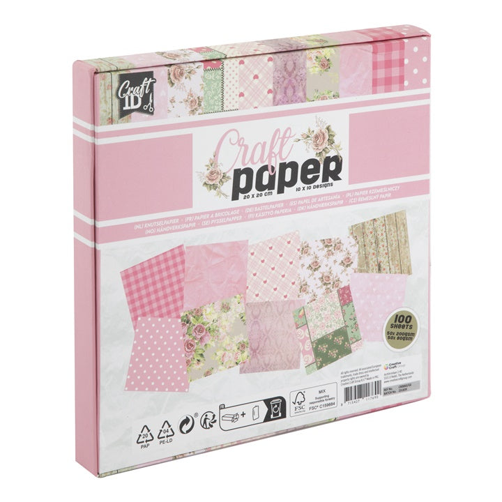 Nassau scrapbookpapier 20 × 20 cm roze tinten – 100 vel – afbeelding 2