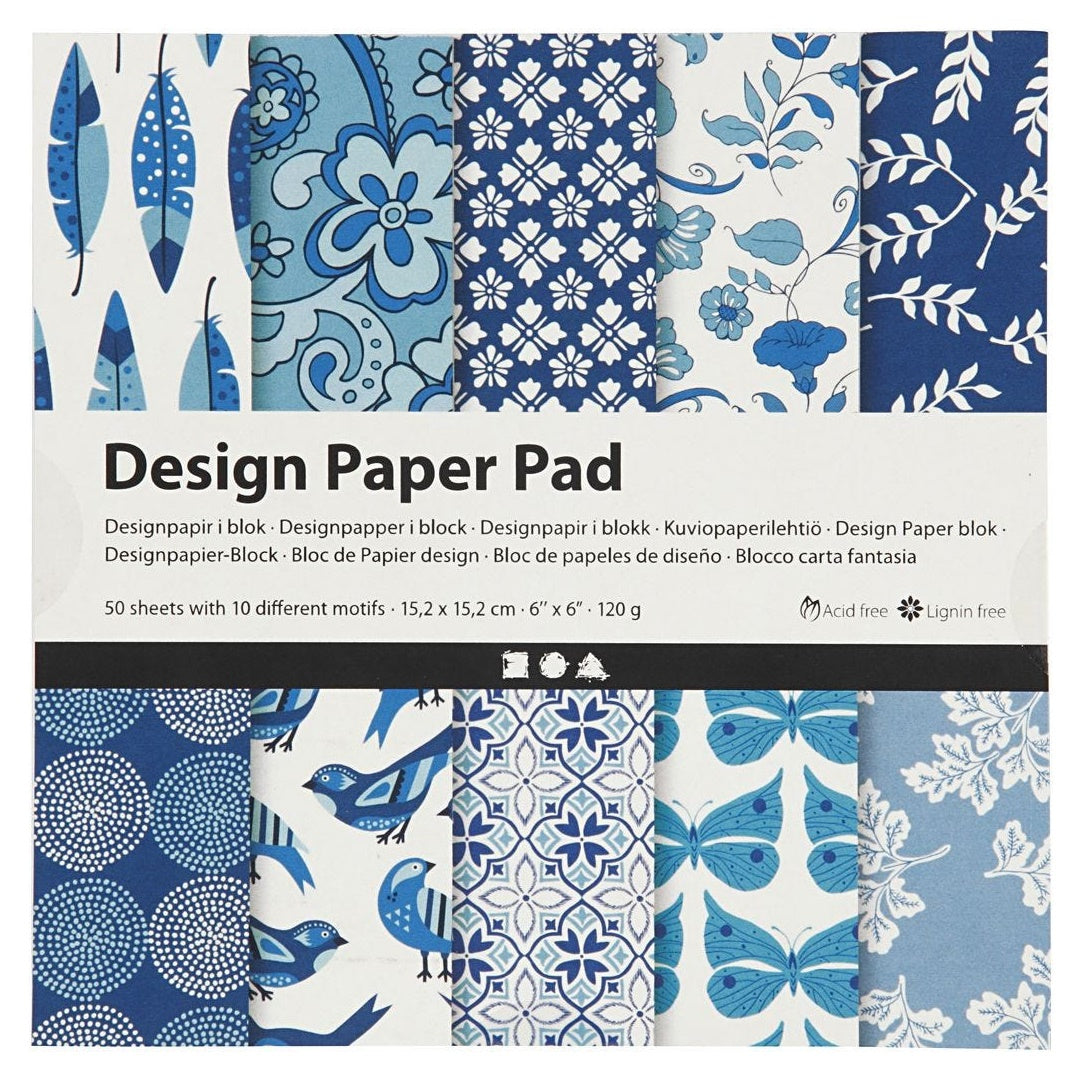 Creativ Company scrapbookpapier blauw, 15,2 × 15,2 cm, 50 vel