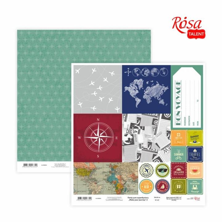 Rosa scrapbookpapier Make your journey 30,48 × 30,48 cm