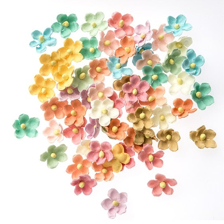 DP Craft papieren bloemen regenboogmix, Ø 2 cm, 60 stuks
