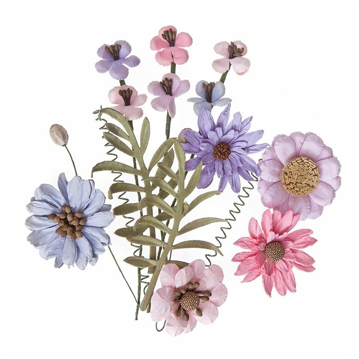DP Craft papieren bloemen Pink & Lavender, set van 12