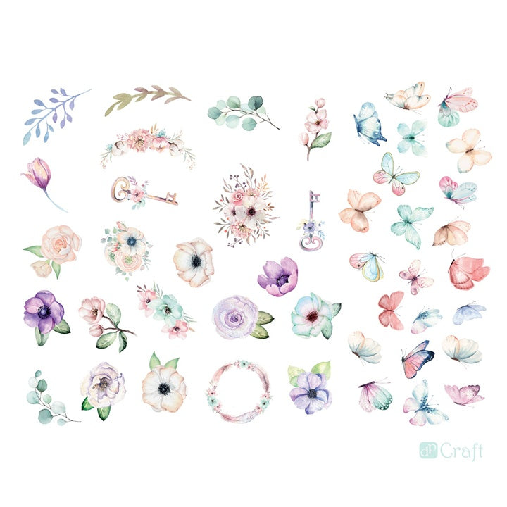 DP Craft papieren die-cuts Boho bloemen en vlinders, 50 stuks