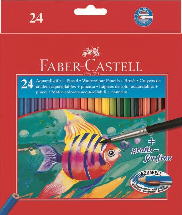 Faber-Castell aquarelpotloden set 24 kleuren in kartonnen doos