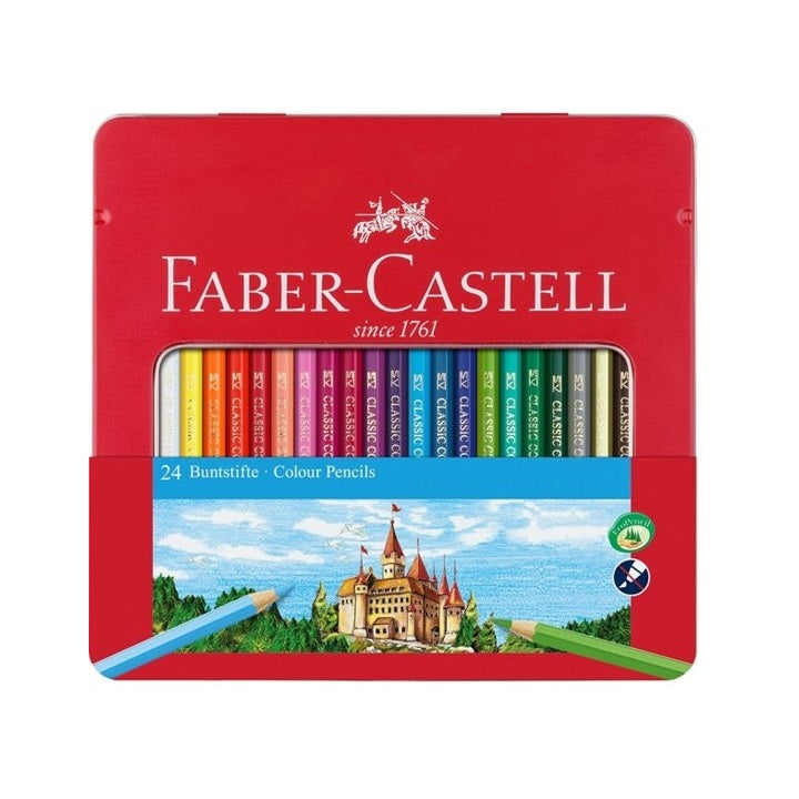Faber-Castell kleurpotloden 24 kleuren in blik met venster