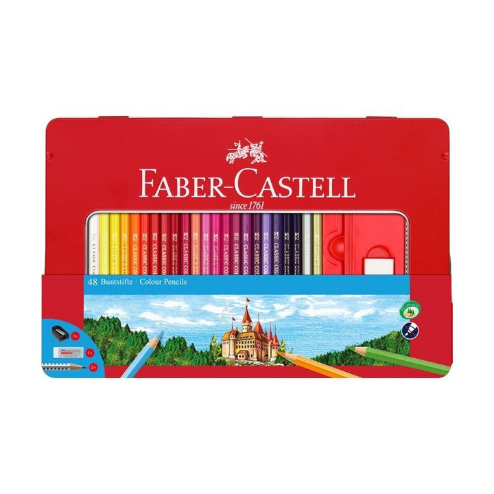 Faber-Castell kleurpotloden set 48 kleuren in blik met venster
