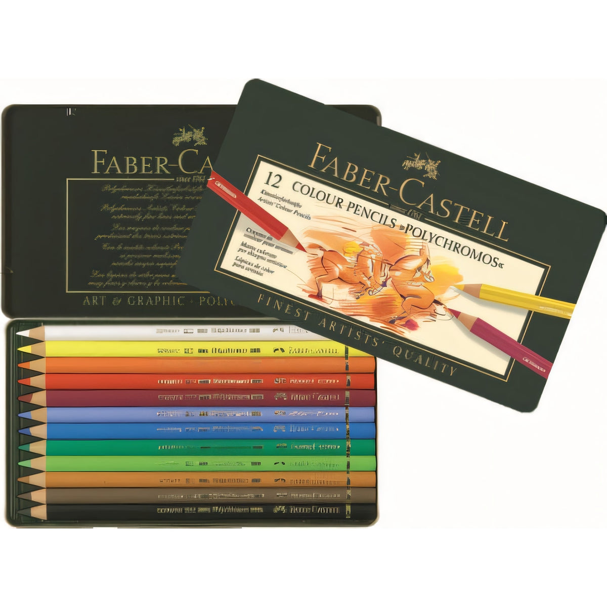 Faber-Castell Polychromos kleurpotloden set 12 stuks in blik