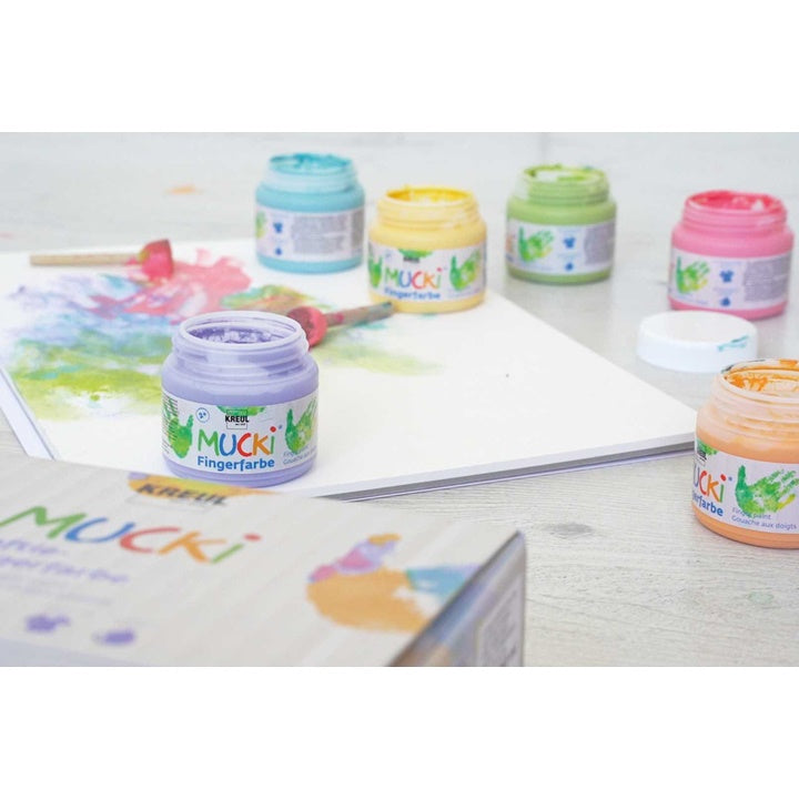 Kreul MUCKI pastel vingerverf, 6 × 150 ml – afbeelding 2