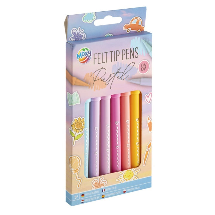 Nassau pastel viltstiften met vezelpunt, set van 8 stuks