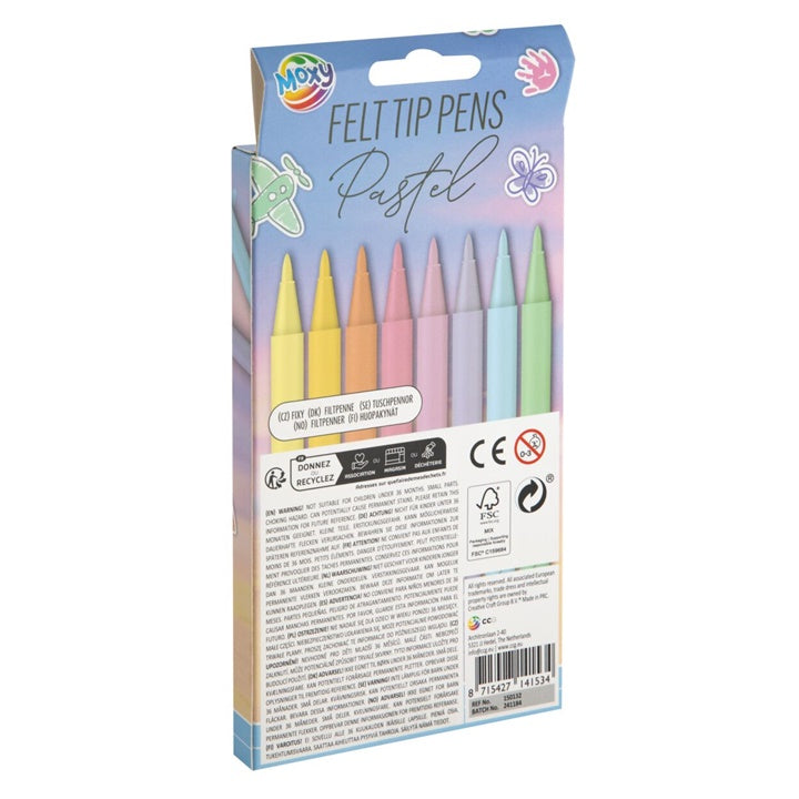 Nassau pastel viltstiften met vezelpunt, set van 8 stuks – afbeelding 2