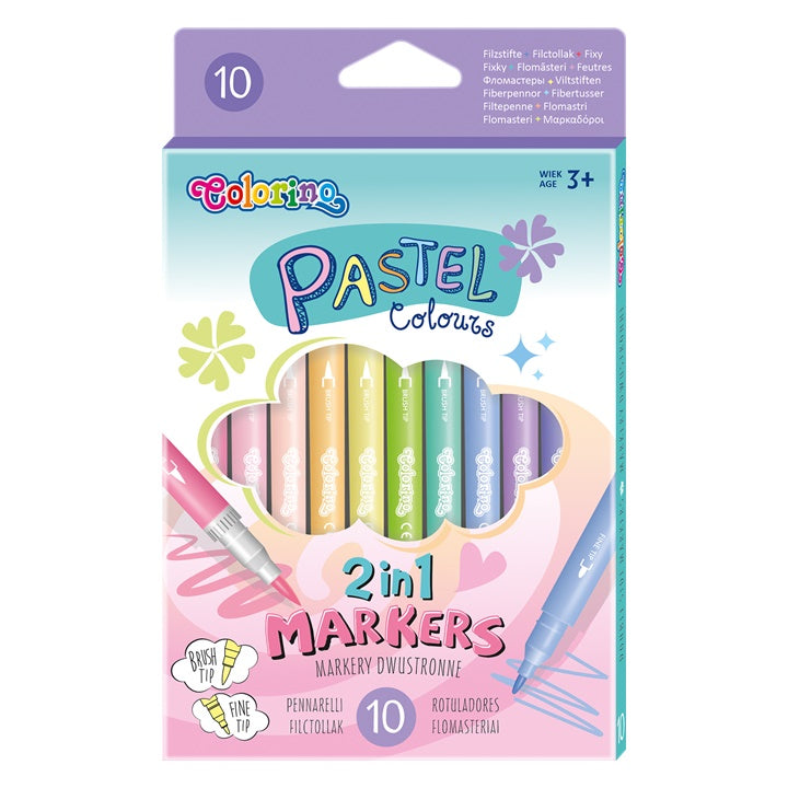 Colorino dubbelzijdige pastelkleurige stiften, 10 stuks