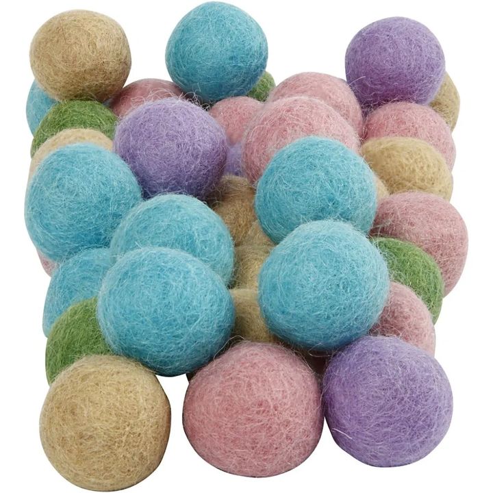 Viltballen pastel Creativ Company, Ø 20 mm, 64 stuks