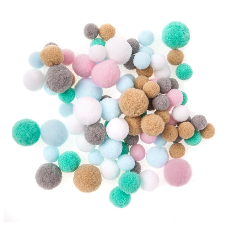 Pluche pompons pastel DP Craft, 90 stuks – afbeelding 2