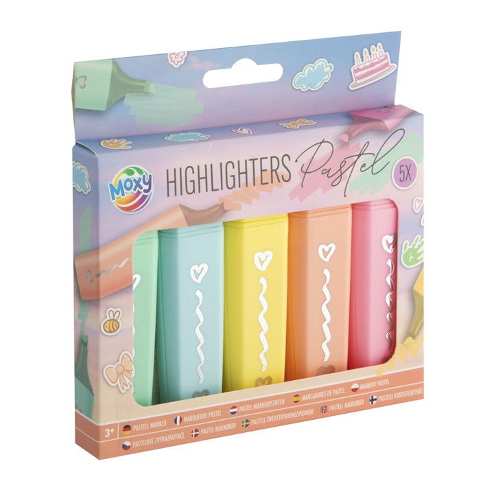 Nassau pastel markeerstiften, set van 5 stuks