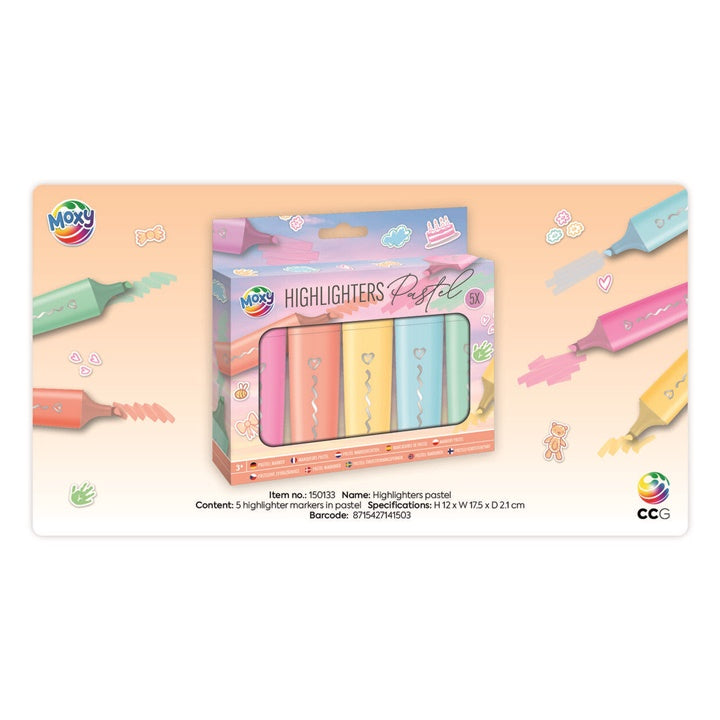 Nassau pastel markeerstiften, set van 5 stuks – afbeelding 3