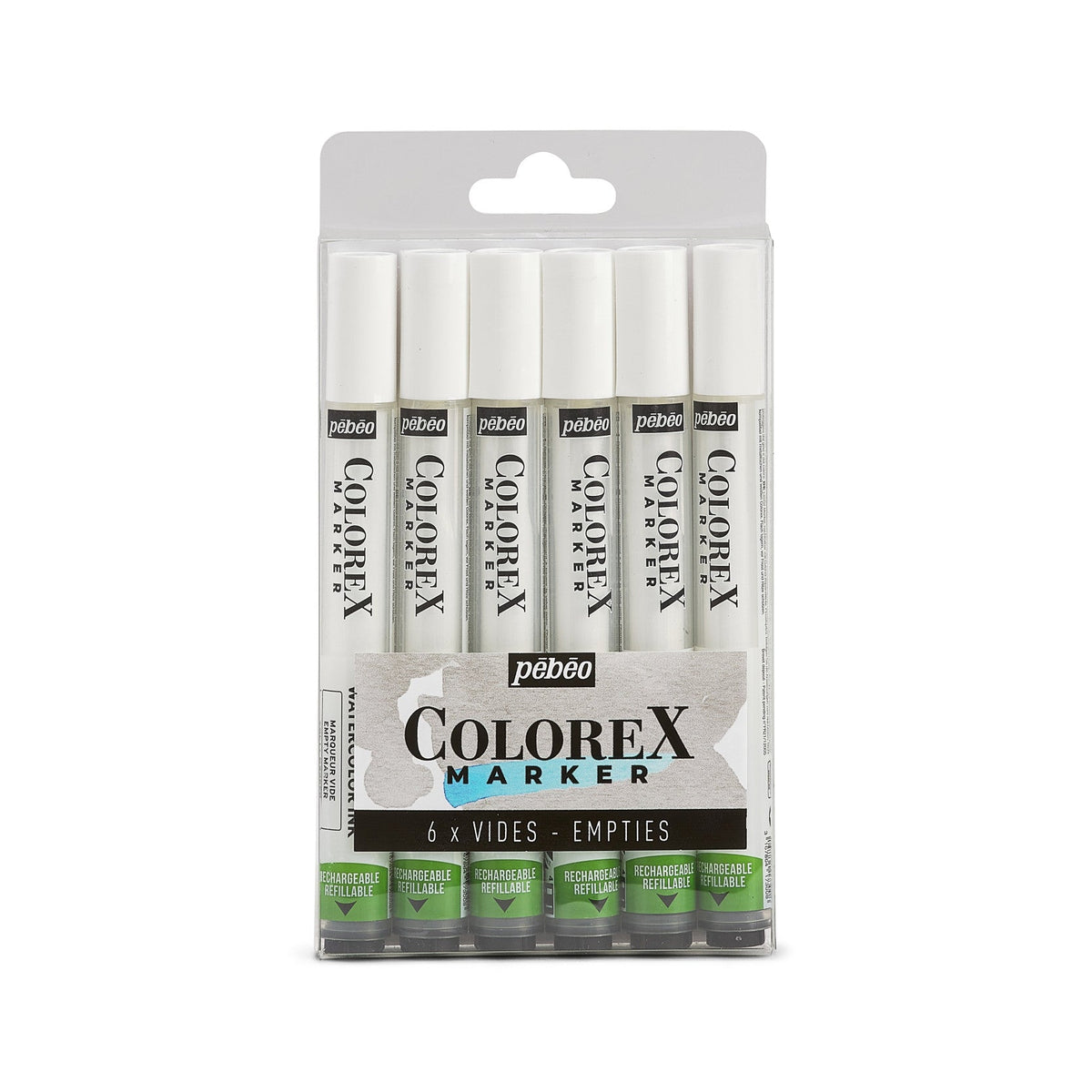 Pébéo Colorex lege markers met penseelpunt, 6 stuks