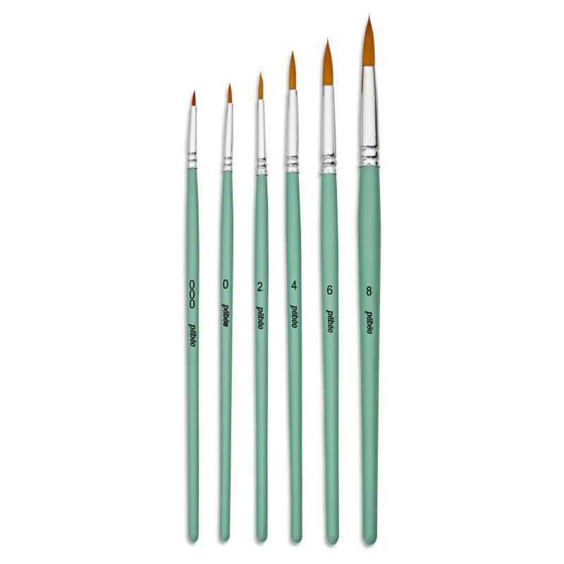 Ronde penselenset Pébéo voor acrylverf, 6 stuks – afbeelding 2
