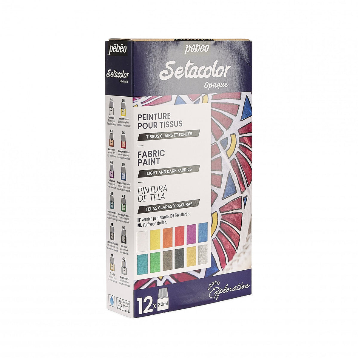 Pébéo Setacolor Opaque textielverf set 12 × 20 ml
