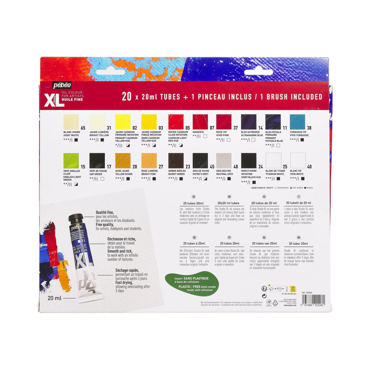 Pébéo Studio XL olieverfset 20 × 20 ml met penseel