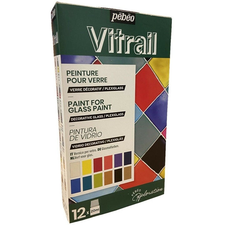 Pebeo Vitrail Glass Paint Set, 12 x 20 ml