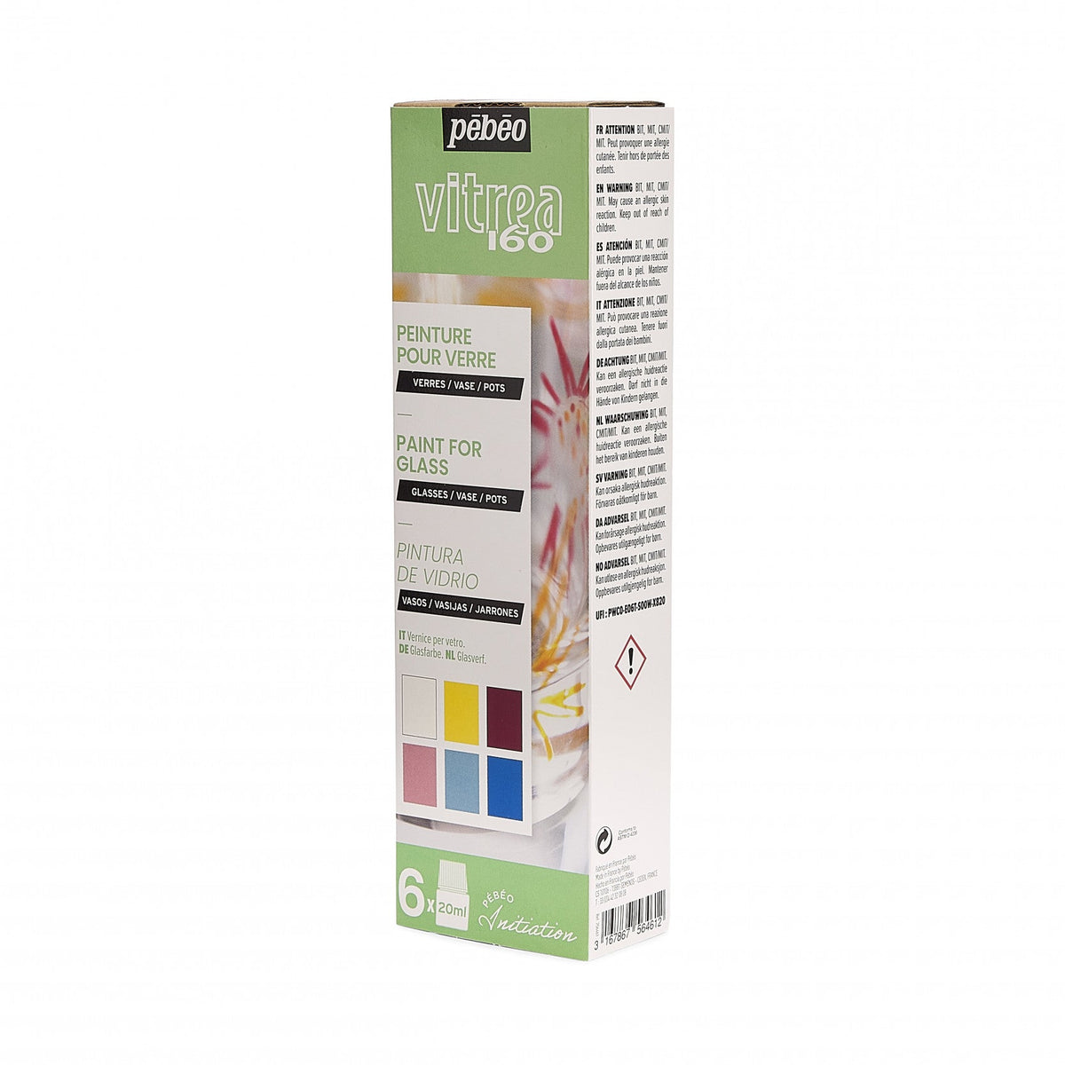 Pebeo Vitrea 160 Glass Paint Set, 6 × 20 ml