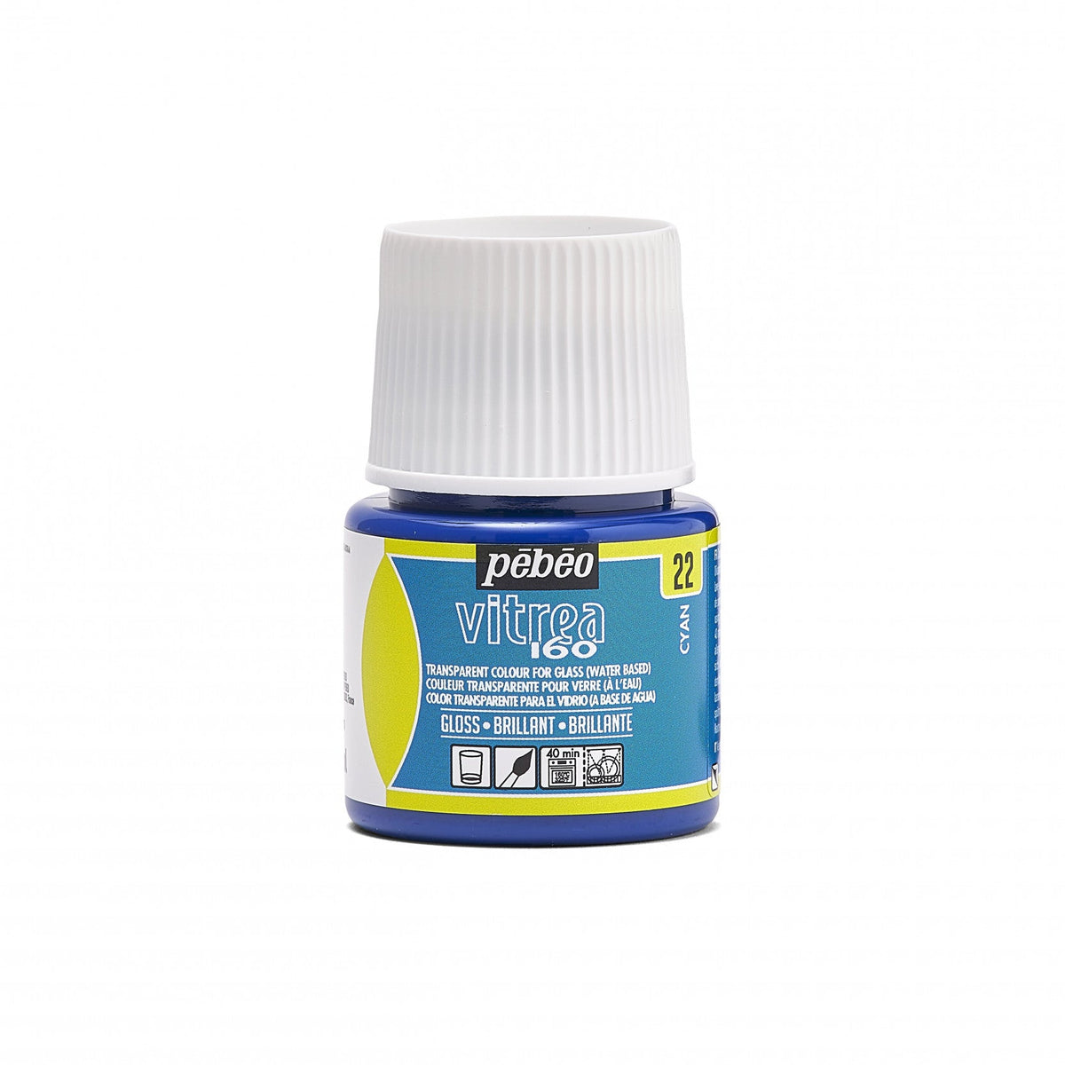 Pébéo Vitrea 160 glasverf glanzend, 45 ml – Azuur