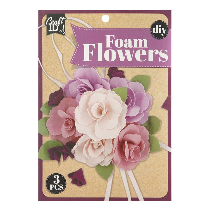 Nassau knutselset foambloemen paars-wit, 3 bloemen