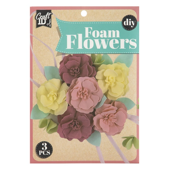 Nassau knutselset foambloemen bruin-geel, 3 bloemen