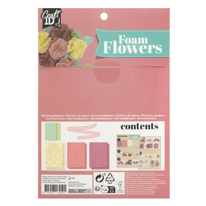 Nassau knutselset foambloemen bruin-geel, 3 bloemen – afbeelding 2