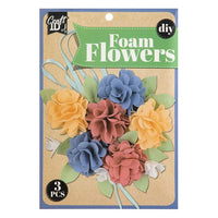Nassau knutselset foambloemen blauw-geel, 3 bloemen