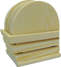 Pentart houten onderzetters met standaard, rond, 11,5 × 6 × 6,5 cm