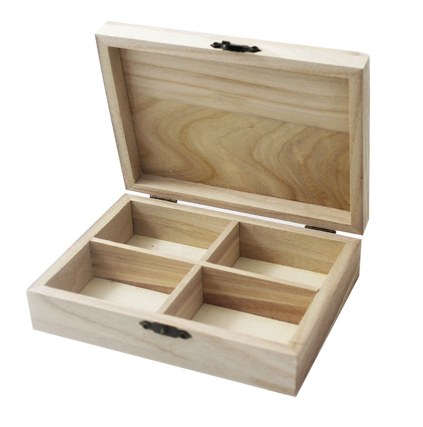 Pentart Wooden Box with 4 Compartments 14 x 10 x 3.5 cm – full top