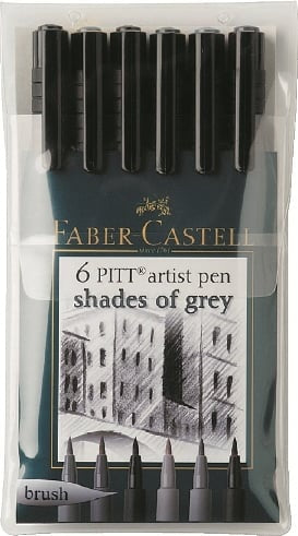PITT Art Pens Set of 6 Shades of Gray